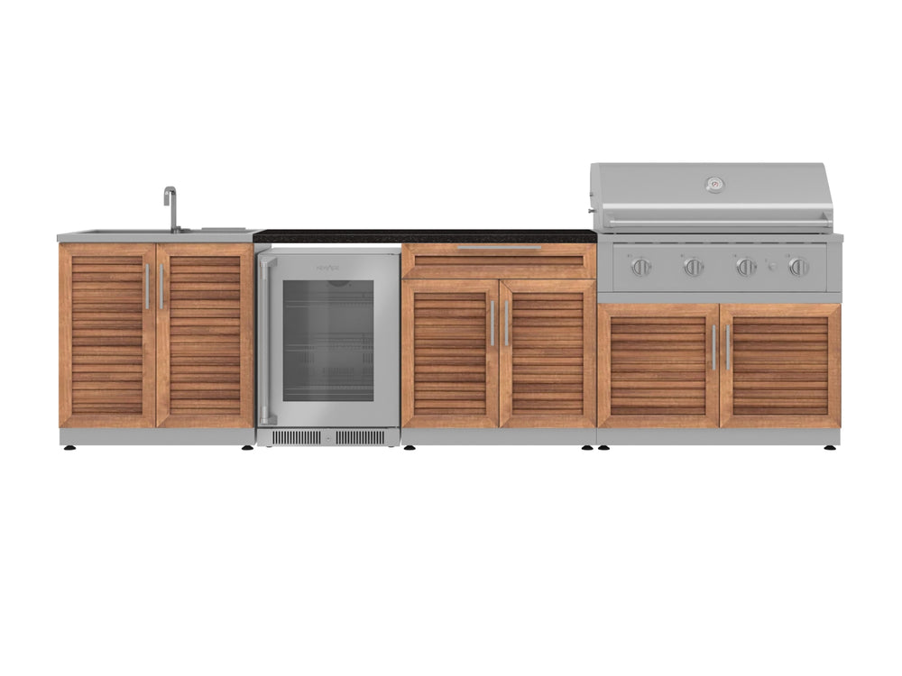 NewAge Outdoor Kitchens Stainless Steel 6-Piece Cabinet Set with Sink, Bar, Grill Cabinet, Performance Grill, Countertop and Fridge-72032-Garage Giant