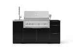 NewAge Outdoor Kitchens Outdoor Grill Island Aluminum 5-Piece Cabinet Set with Sink, 3 Drawer, Grill Cabinet, Platinum Grill and Stainless Steel Countertop - (Natural Gas) 