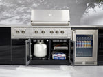 NewAge Outdoor Kitchens Outdoor Grill Island Aluminum 6-Piece Cabinet Set with 1 Door, 3 Drawer, Grill Cabinet, Platinum Grill and Dekton in Sirius Countertops - (Natural Gas) 