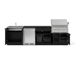NewAge Outdoor Kitchens Stainless Steel 6-Piece Cabinet Set with Sink, Bar, Grill Cabinet, Platinum Grill, Countertop and Stainless Steel Door Fridge-73743-Garage Giant 