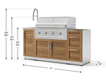 NewAge Outdoor Kitchens Outdoor Grill Island Stainless-Steel Louvered Doors 5-Piece Cabinet Set with Sink, 3 Drawer, Grill Cabinet, Performance Grill and Stainless Steel Countertop - (Natural Gas) 