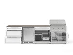 NewAge Outdoor Kitchens Stainless Steel 7-Piece Cabinet Set with 3-Drawer, Bar, Grill Cabinet, Performance Grill, Countertops, and Stainless Steel Door Fridge-73686-Garage Giant 