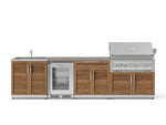 NewAge Outdoor Kitchens Stainless Steel 6-Piece Cabinet Set with Sink, Bar, Grill Cabinet, Platinum Grill, Countertop and Fridge-72110-Garage Giant 