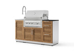 NewAge Outdoor Kitchens Outdoor Grill Island Stainless-Steel Louvered 5-Piece Cabinet Set with Sink, 3 Drawer, Grill Cabinet, Platinum Grill and Stainless Steel Countertop - (Liquid Propane) | Garage Giant 