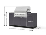 NewAge Outdoor Kitchens Outdoor Grill Island Aluminum 5-Piece Cabinet Set with Sink, 3 Drawer, Grill Cabinet, Platinum Grill and Stainless Steel Countertop - (Liquid Propane) 