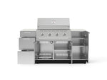 NewAge Outdoor Kitchens Outdoor Grill Island Stainless-Steel 6-Piece Cabinet Set with 1 Door, 3 Drawer, Grill Cabinet, Performance Grill and Dekton in Aeris Countertops - (Natural Gas) 