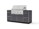 NewAge Outdoor Kitchens Outdoor Grill Island Aluminum 6-Piece Cabinet Set with 3 Drawers, Grill Cabinet, Platinum Grill and Dekton in Sirius Countertops - (Liquid Propane) | Garage Giant 