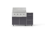 NewAge Outdoor Kitchens Outdoor Grill Island Aluminum 4-Piece Cabinet Set with Casters and 3-Drawer, Grill Cabinet, Performance Grill and Dekton in Aeris Countertop - (Liquid Propane) 