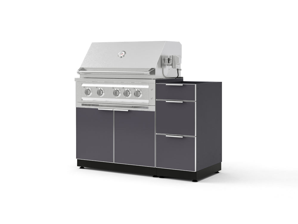 NewAge Outdoor Kitchens Outdoor Grill Island Aluminum 3-Piece Cabinet Set with 3-Drawer, Grill Cabinet and Platinum Grill - (Natural Gas) | Garage Giant