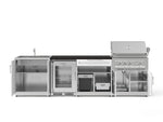 NewAge Outdoor Kitchens Stainless Steel 6-Piece Cabinet Set with Sink, Bar, Grill Cabinet, Platinum Grill, Countertop and Glass Door Fridge-73776-Garage Giant 