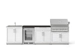 NewAge Outdoor Kitchens Stainless Steel 6-Piece Cabinet Set with Sink, Bar, Grill Cabinet, Platinum Grill, Countertop and Glass Door Fridge-73780-Garage Giant 