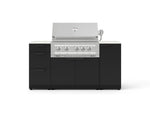 NewAge Outdoor Kitchens Outdoor Grill Island Stainless-Steel 6-Piece Cabinet Set with 1 Door, 3 Drawer, Grill Cabinet, Platinum Grill and Dekton in Aeris Countertops - (Liquid Propane) 