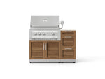 NewAge Outdoor Kitchens Outdoor Grill Island Stainless-Steel Louvered Doors 4-Piece Cabinet Set with 3-Drawer, Grill Cabinet, Platinum Grill and Dekton in Aeris Countertop - (Natural Gas) 