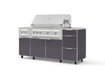 NewAge Outdoor Kitchens Outdoor Grill Island Aluminum 6-Piece Cabinet Set with Casters and 3-Drawer, Grill Cabinet, Platinum Grill, Dual Side Burner, Countertop-74877-Garage Giant 