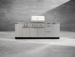 NewAge Outdoor Kitchens Outdoor Grill Island Stainless-Steel 5-Piece Cabinet Set with Sink, 1 Door, Grill Cabinet, Platinum Grill and Stainless Steel Countertop-75312-Garage Giant 