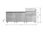 NewAge Outdoor Kitchens Stainless Steel 5-Piece Cabinet Set with Casters and 3 Drawer, Bar, Grill Cabinet, Platinum Grill, Countertop-72622-Garage Giant 
