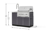 NewAge Outdoor Kitchens Outdoor Grill Island Aluminum 3-Piece Cabinet Set with Sink, Grill Cabinet and Platinum Grill-75267-Garage Giant 
