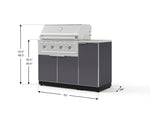 NewAge Outdoor Kitchens Outdoor Grill Island Aluminum 4-Piece Cabinet Set with 1 Door, Grill Cabinet, Performance Grill and Countertop 