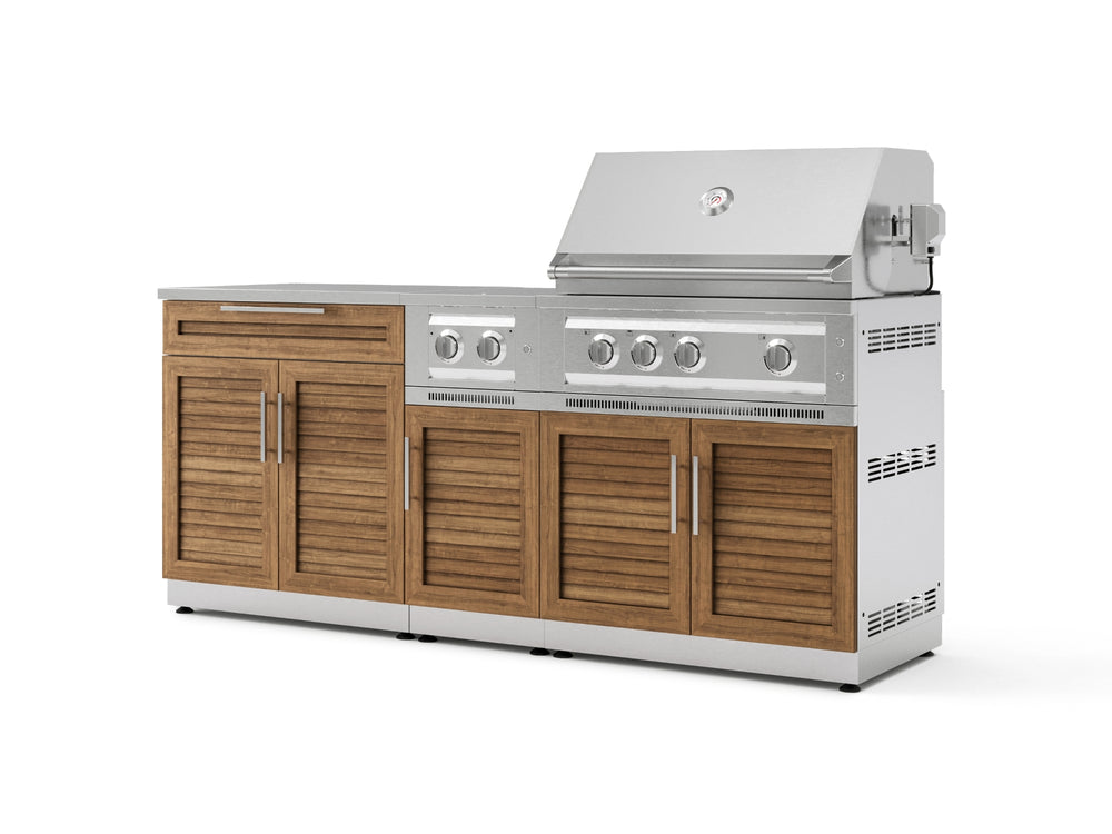 NewAge Outdoor Kitchens Stainless Steel 6-Piece Cabinet Set with Platinum Grill, Dual Side Burner, Bar and Grill Cabinet and Stainless Steel Countertop.-71554-Garage Giant