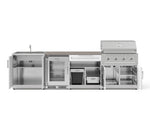 NewAge Outdoor Kitchens Stainless Steel 6-Piece Cabinet Set with Sink, Bar, Grill Cabinet, Performance Grill, Countertop and Glass Door Fridge-73843-Garage Giant 