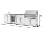 NewAge Outdoor Kitchens Stainless Steel 6-Piece Cabinet Set with Sink, Bar, Grill Cabinet, Platinum Grill, Countertop and Glass Door Fridge-73853-Garage Giant 