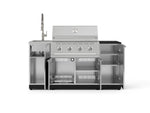 NewAge Outdoor Kitchens Outdoor Grill Island Stainless-Steel 5-Piece Cabinet Set with Sink, 1 Door, Grill Cabinet, Performance Grill and Stainless Steel Countertop - (Liquid Propane) 