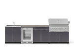 NewAge Outdoor Kitchens Aluminum 6-Piece Cabinet Set with Sink, Bar, Grill Cabinet, Platinum Grill, Countertop and Fridge-72062-Garage Giant 