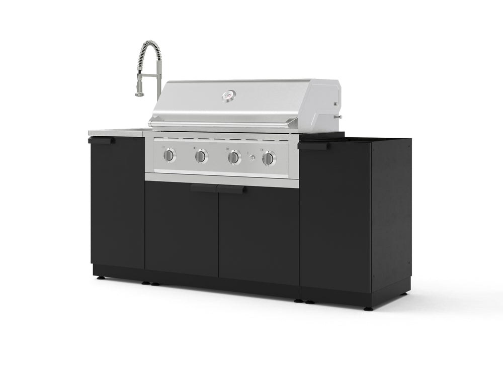 NewAge Outdoor Kitchens Outdoor Grill Island Stainless-Steel 5-Piece Cabinet Set with Sink, 1 Door, Grill Cabinet, Performance Grill and Stainless Steel Countertop - (Liquid Propane) | Garage Giant