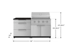 NewAge Outdoor Kitchens Stainless-Steel 4-Piece Cabinet Set with 3 Drawer, Grill Cabinet, Performance Grill, and Countertop-71623-Garage Giant 