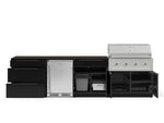 NewAge Outdoor Kitchens Aluminum 7-Piece Cabinet Set with 3-Drawer, Bar, Grill Cabinet, Performance Grill, Countertops and Stainless Steel Door Fridge-73568-Garage Giant 