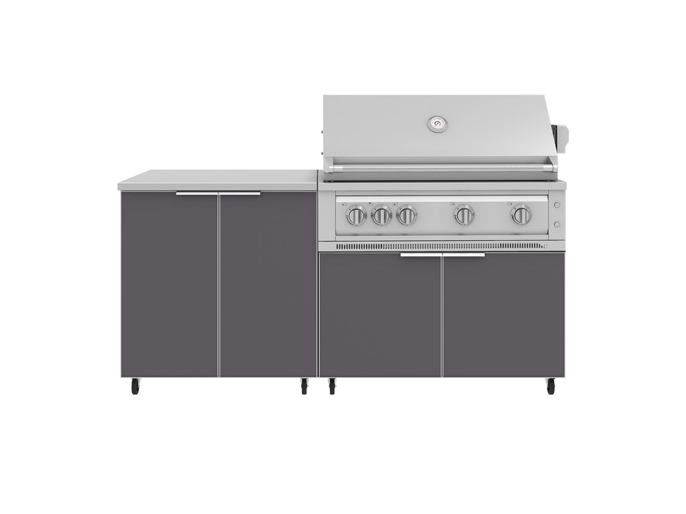 NewAge Outdoor Kitchens Aluminum 4-Piece Cabinet Set with Caster and 2 Door, Grill Cabinet, Platinum Grill, Countertop-72521-Garage Giant