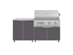 NewAge Outdoor Kitchens Aluminum 4-Piece Cabinet Set with Caster and 2 Door, Grill Cabinet, Platinum Grill, Countertop-72521-Garage Giant 