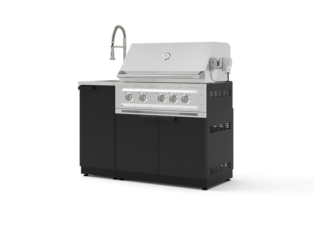 NewAge Outdoor Kitchens Outdoor Grill Island Stainless-Steel 3-Piece Cabinet Set with Sink, Grill Cabinet, and Platinum Grill | 76364