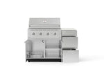 NewAge Outdoor Kitchens Outdoor Grill Island Stainless-Steel 4-Piece Cabinet Set with 3-Drawer, Grill Cabinet, Performance Grill and Dekton in Aeris Countertop - (Natural Gas) 