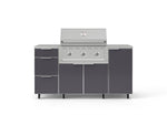 NewAge Outdoor Kitchens Outdoor Grill Island Aluminum 6-Piece Cabinet Set with Casters 1 Door, 3 Drawer, Grill Cabinet, Performance Grill, Countertops 