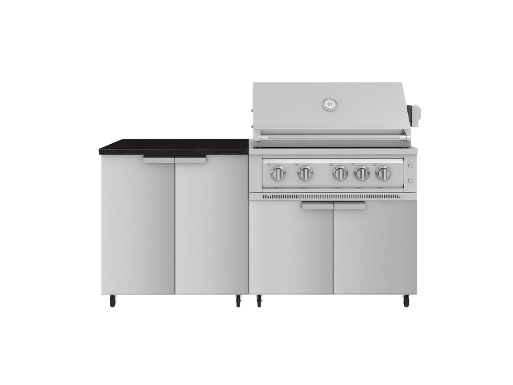NewAge Outdoor Kitchens Stainless Steel 4-Piece Cabinet Set with Caster and 2 Door, Grill Cabinet, Platinum Grill, Countertop-72460-Garage Giant