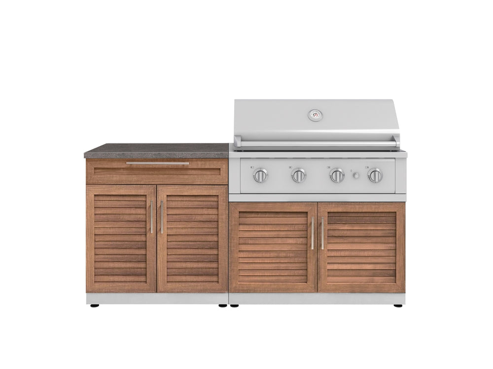 NewAge Outdoor Kitchens Stainless-Steel 4-Piece Cabinet Set with Bar, Grill Cabinet, Performance Grill, and Countertop-71747-Garage Giant