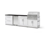 NewAge Outdoor Kitchens Stainless Steel 7-Piece Cabinet Set with 3-Drawer, Bar, Grill Cabinet, Performance Grill, Countertops, and Stainless Steel Door Fridge-73617-Garage Giant 
