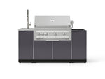 NewAge Outdoor Kitchens Outdoor Grill Island Aluminum 5-Piece Cabinet Set with Sink, 1 Door, Grill Cabinet, Platinum Grill and Stainless Steel Countertop - (Natural Gas) 