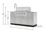 NewAge Outdoor Kitchens Outdoor Grill Island Stainless-Steel 5-Piece Cabinet Set with Sink, 3 Drawer, Grill Cabinet, Performance Grill and Stainless Steel Countertop - (Natural Gas) 