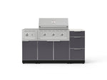 NewAge Outdoor Kitchens Outdoor Grill Island Aluminum 6-Piece Cabinet Set with 3-Drawer, Grill Cabinet, Performance Grill, Side Burner and Countertop - (Liquid Propane) 
