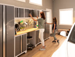 NewAge Garage Cabinets Bold Series 5-Piece Cabinet Set with Locker, RTA Locker, Tool, Wall Cabinets, Slatwall Backsplash, Workbench and Worktop-63037-Garage Giant 