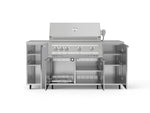 NewAge Outdoor Kitchens Outdoor Grill Island Stainless-Steel 6-Piece Cabinet Set with Casters and 1 Door, Grill Cabinet, Platinum Grill, Countertops-74901-Garage Giant 