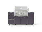 NewAge Outdoor Kitchens Outdoor Grill Island Aluminum 5-Piece Cabinet Set with Casters 1 Door, 3 Drawer, Grill Cabinet and Platinum Grill - (Liquid Propane)-93544-Garage Giant 