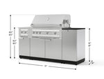 NewAge Outdoor Kitchens Outdoor Grill Island Stainless-Steel 6-Piece Cabinet Set with 1-Door, Grill Cabinet, Platinum Grill, Dual Side Burner and Dekton in Sirius Countertop - (Liquid Propane) 