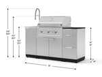 NewAge Outdoor Kitchens Outdoor Grill Island Stainless-Steel 5-Piece Cabinet Set with Sink, 3 Drawer, Grill Cabinet, Performance Grill and Stainless Steel Countertop - (Natural Gas) 