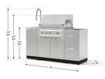 NewAge Outdoor Kitchens Outdoor Grill Island Stainless-Steel 5-Piece Cabinet Set with Sink, 3 Drawer, Grill Cabinet, Platinum Grill and Stainless Steel Countertop - (Natural Gas) 