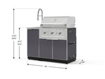 NewAge Outdoor Kitchens Outdoor Grill Island Aluminum 3-Piece Cabinet Set with Sink, Grill Cabinet and Performance Grill-75258-Garage Giant 
