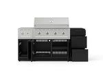 NewAge Outdoor Kitchens Outdoor Grill Island Stainless-Steel 6-Piece Cabinet Set with 3-Drawer, Grill Cabinet, Performance Grill, Side Burner and Dekton in Sirius Countertop - (Liquid Propane) 