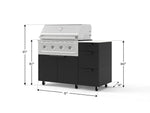 NewAge Outdoor Kitchens Outdoor Grill Island Stainless-Steel 4-Piece Cabinet Set with Casters and 3-Drawer, Grill Cabinet, Performance Grill and Dekton in Aeris Countertop - (Liquid Propane) 